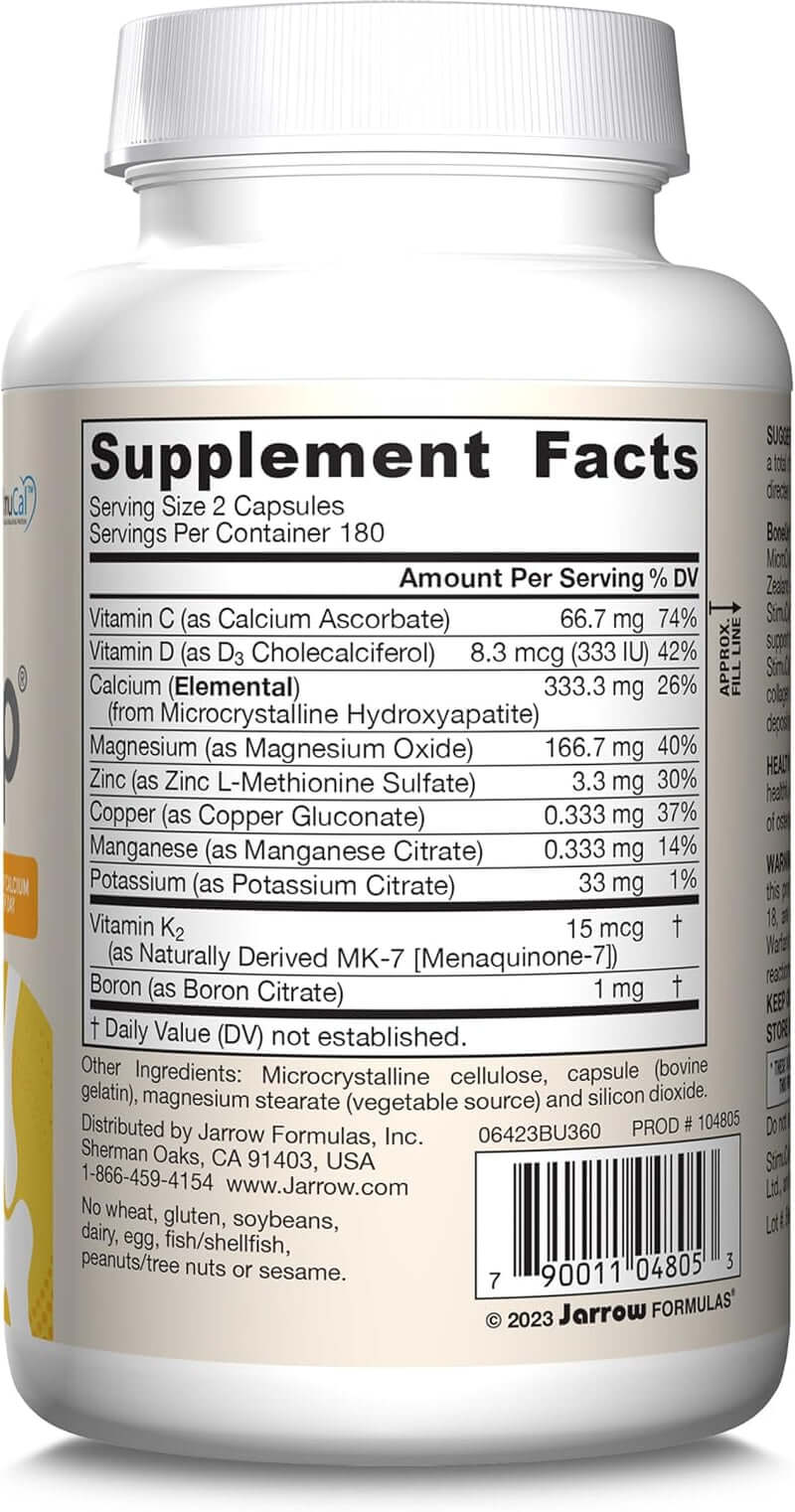 Jarrow Formulas Boneup for Bone Density - Vitamin D3 and K2, Calcium Support, 360 Capsules, Promotes Skeletal Nutrition, up to 60 Days Supply - Vitamen Store