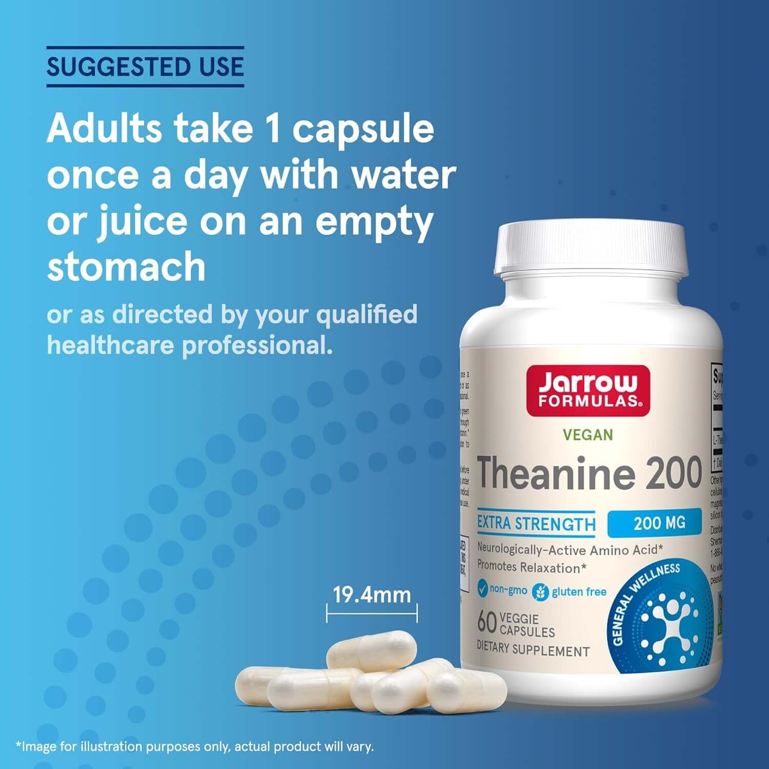 Jarrow Formulas Extra Strength Theanine 200 Mg, 60 Veggie Capsules, 60 Day Supply - Vitamen Store