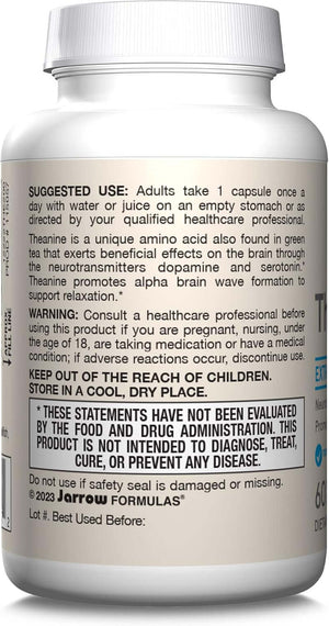 Jarrow Formulas Extra Strength Theanine 200 Mg, 60 Veggie Capsules, 60 Day Supply - Vitamen Store