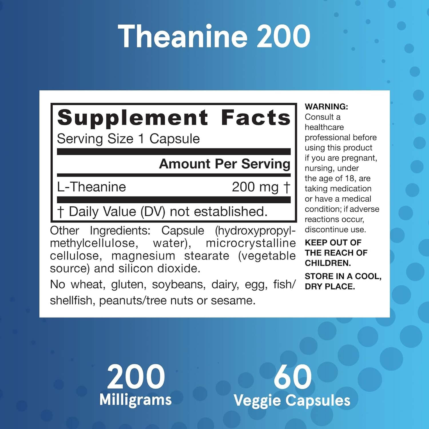 Jarrow Formulas Extra Strength Theanine 200 Mg, 60 Veggie Capsules, 60 Day Supply - Vitamen Store