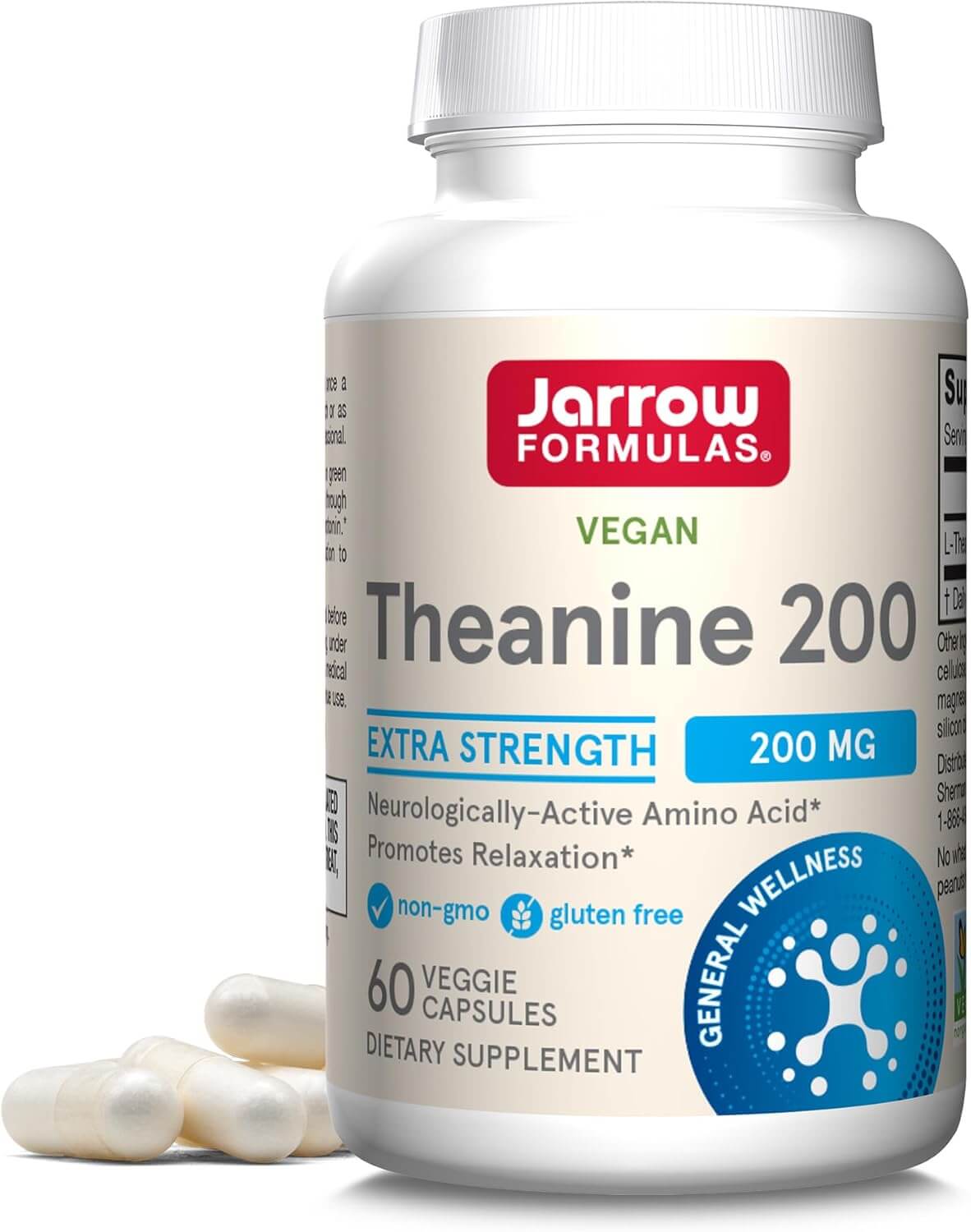 Jarrow Formulas Extra Strength Theanine 200 Mg, 60 Veggie Capsules, 60 Day Supply - Vitamen Store