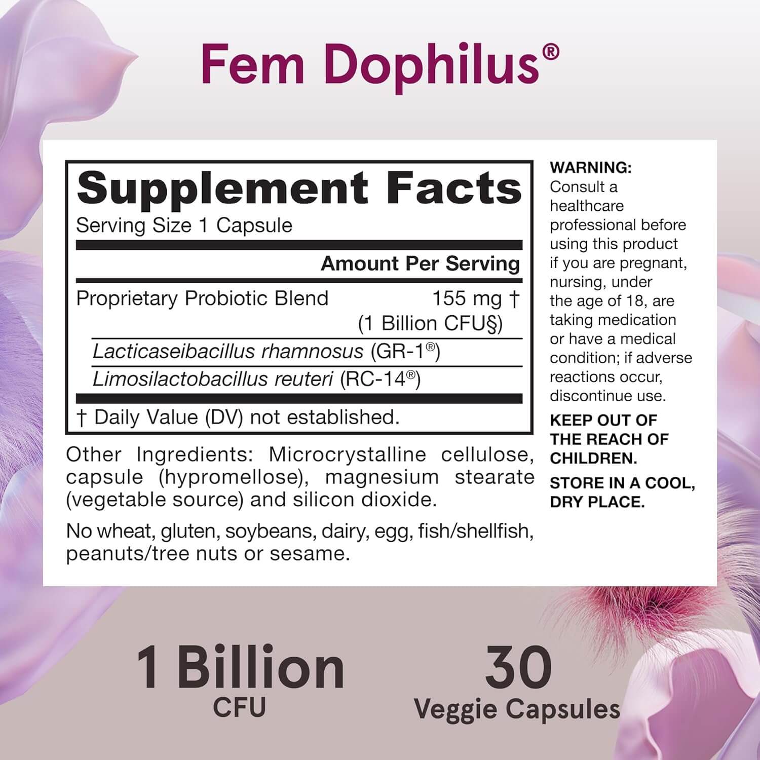 Jarrow Formulas Fem - Dophilus - 1 Billion Organisms per Serving - 30 Veggie Capsules - Women’S Probiotic - Urinary Tract Health - up to 30 Servings - Vitamen Store