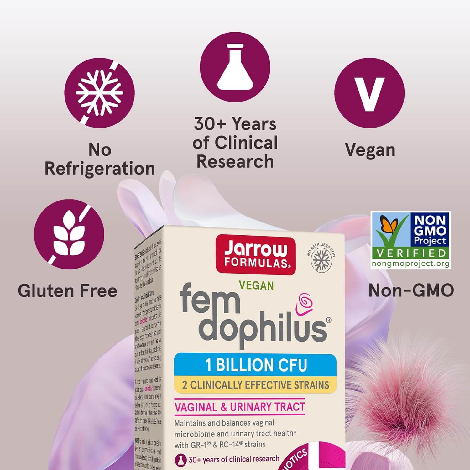 Jarrow Formulas Fem - Dophilus - 1 Billion Organisms per Serving - 30 Veggie Capsules - Women’S Probiotic - Urinary Tract Health - up to 30 Servings - Vitamen Store