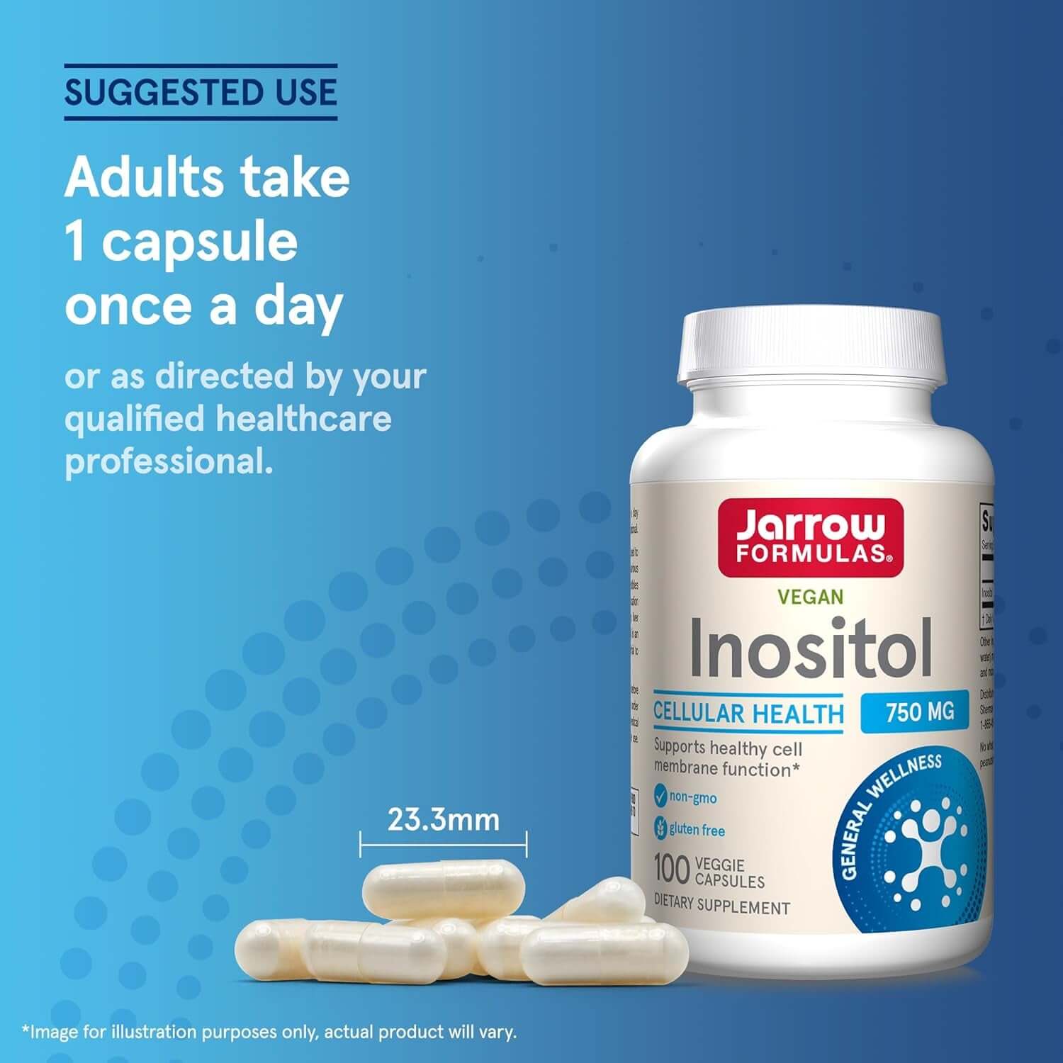 Jarrow Formulas Inositol 750 Mg, Dietary Supplement, 100 Veggie Capsules, up to a 100 Day Supply - Vitamen Store