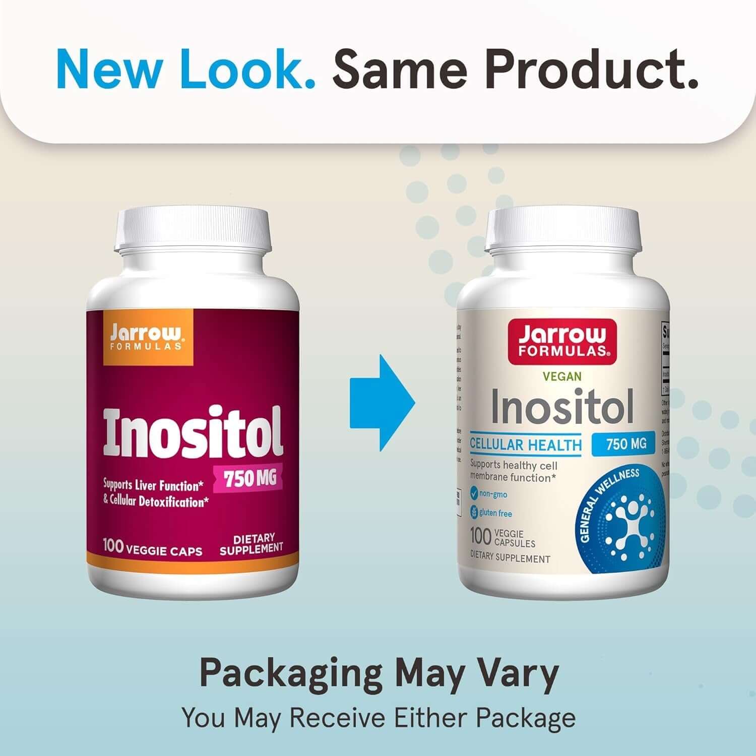 Jarrow Formulas Inositol 750 Mg, Dietary Supplement, 100 Veggie Capsules, up to a 100 Day Supply - Vitamen Store