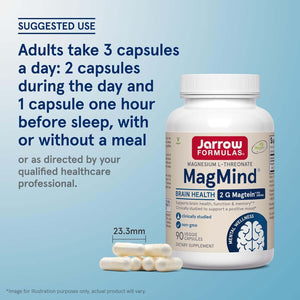 Jarrow Formulas Magnesium L - Threonate, Magmind Magtein Brain Supplements for Memory Support, 90 Veggie Capsules, up to a 30 Day Supply - Vitamen Store