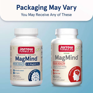 Jarrow Formulas Magnesium L - Threonate, Magmind Magtein Brain Supplements for Memory Support, 90 Veggie Capsules, up to a 30 Day Supply - Vitamen Store