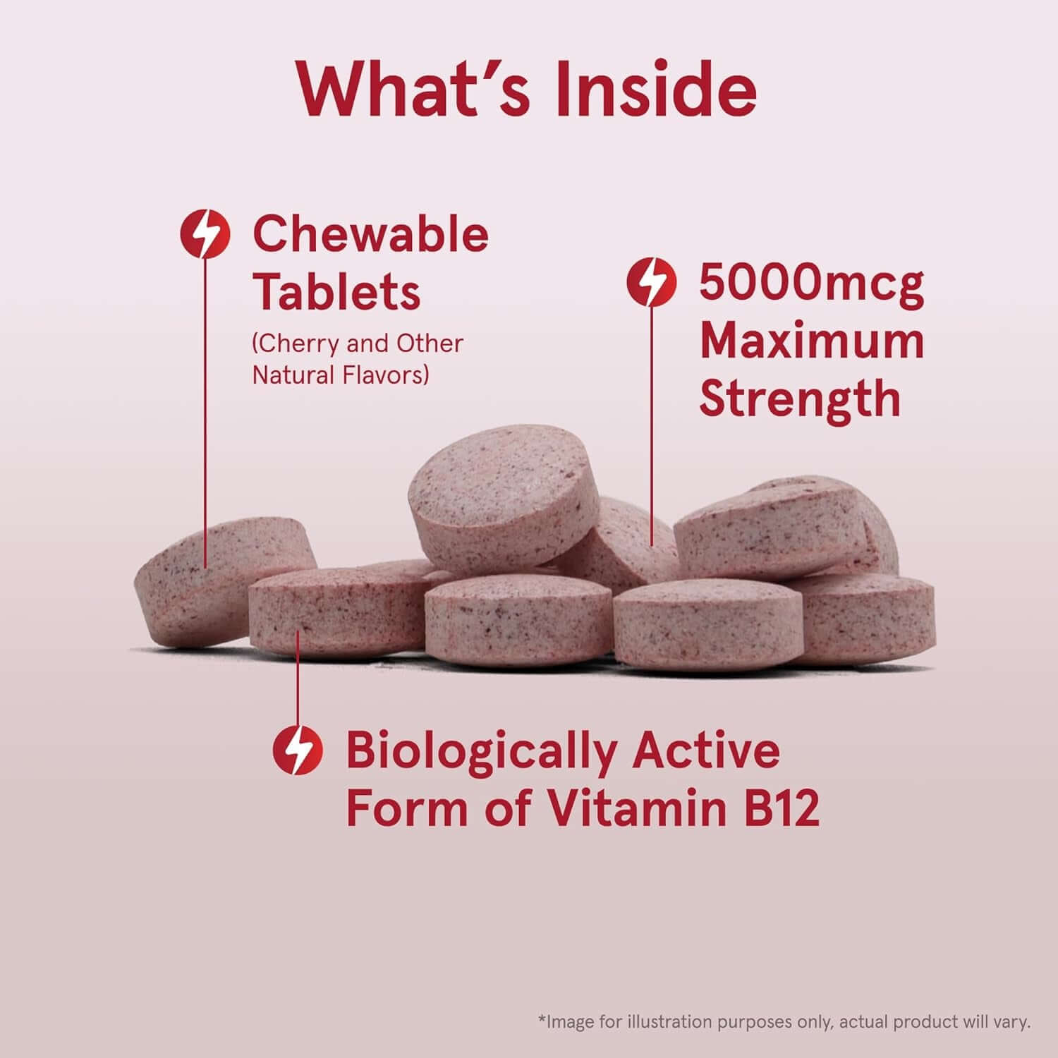Jarrow Formulas Vitamin B12 5000 Mcg - Maximum Strength for Cellular Energy and Brain Health, 60 Cherry Chewable Tablets, B12 Vitamins 5000 Mcg - Vitamen Store
