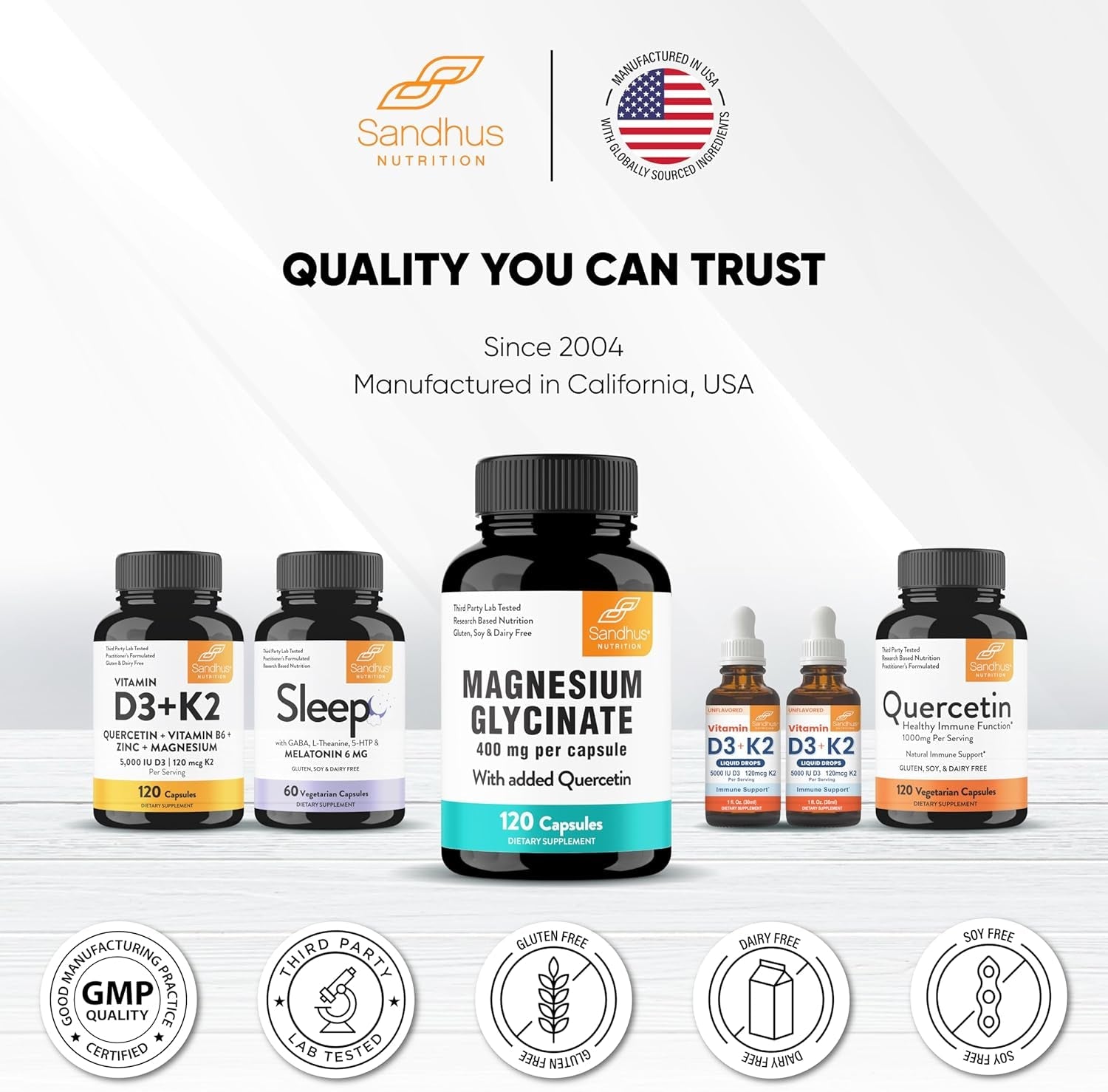 Magnesium Glycinate 400mg Capsules with Quercetin - 120 Count - Gluten - Free, Dairy - Free, Soy - Free - Vitamen Store