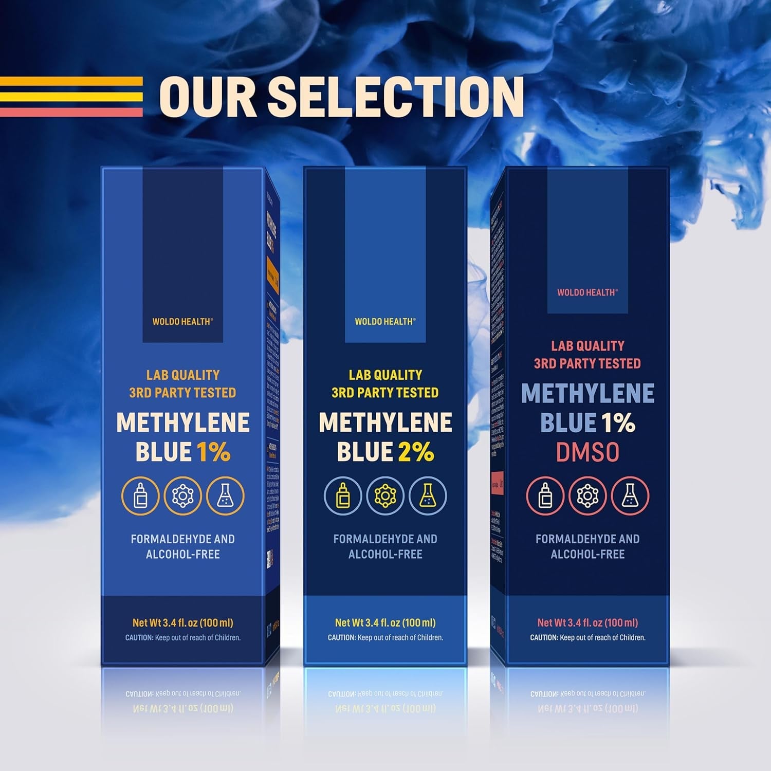 Methylene Blue 1% Solution - USP Grade for Lab & Technical Use - Amber Glass Bottle, 3.4oz - Vitamen Store