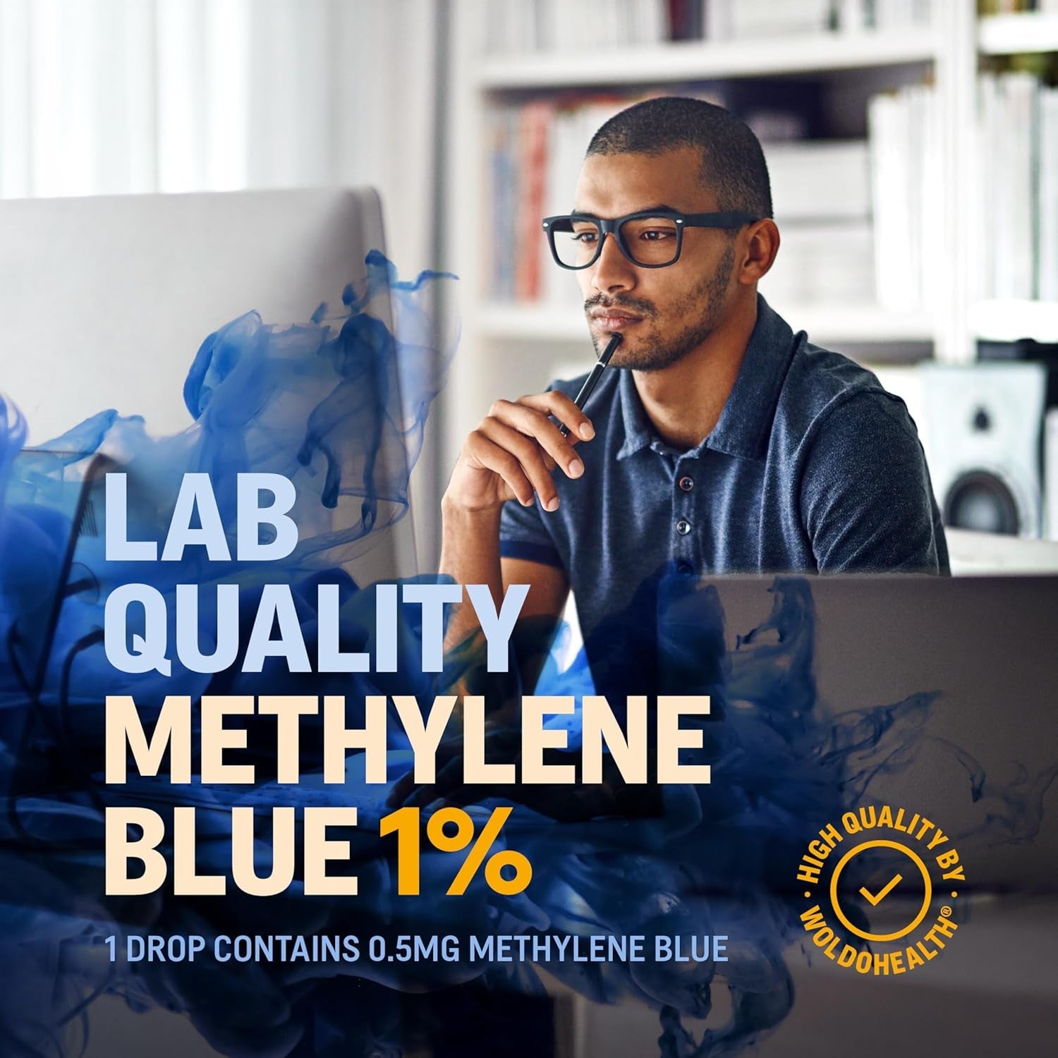 Methylene Blue 1% Solution - USP Grade for Lab & Technical Use - Amber Glass Bottle, 3.4oz - Vitamen Store