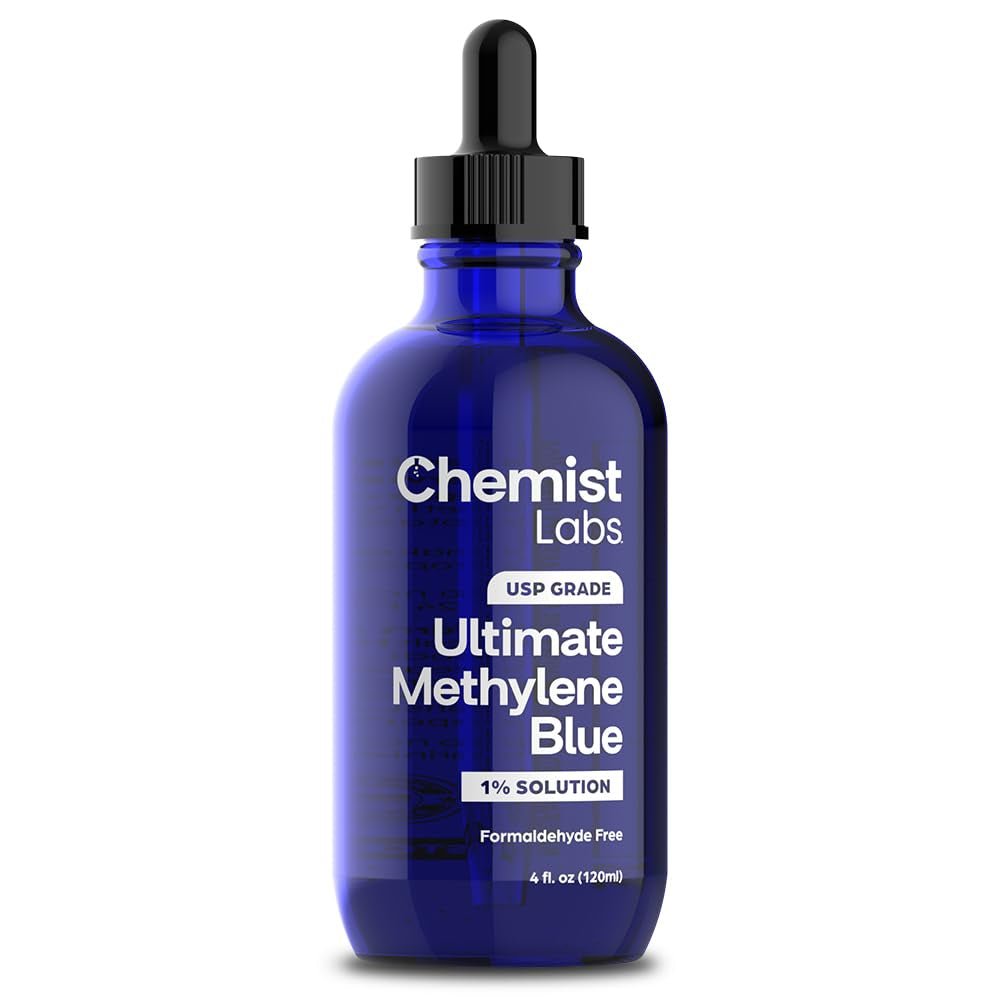Methylene Blue 1% Solution - USP - Grade Liquid Drops - 4oz (120ml) - Made in USA - Vitamen Store