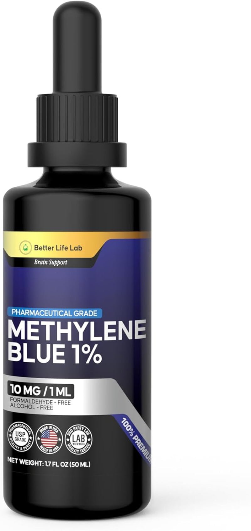 Methylene Blue 1% Solution with Dropper - Made in USA - 50ml Bottle - Vitamen Store