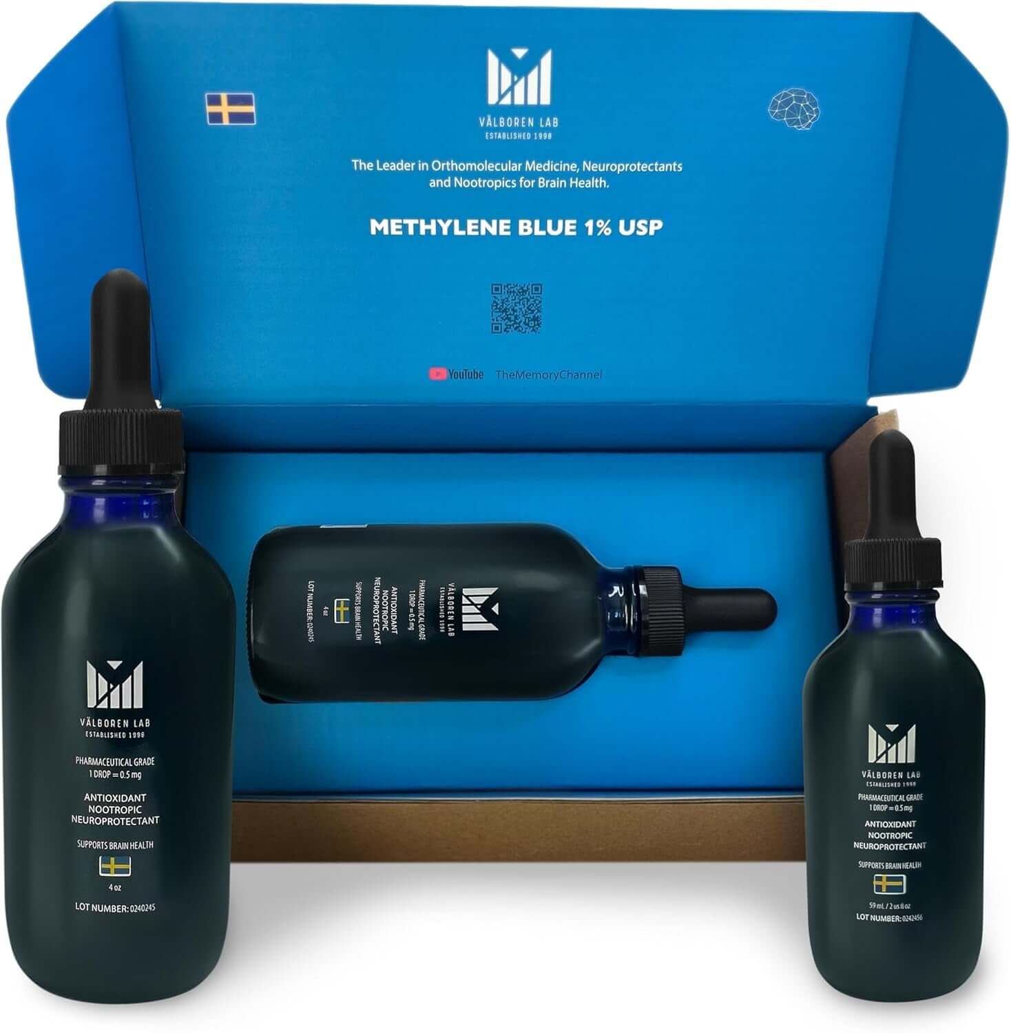 Methylene Blue Pharmaceutical Grade - Third Party Tested - Formaldehyde & Alcohol - Free - Methylene Blue 1% for Humans - USP Grade Brain Health Dietary Supplement - Made in USA (118ML Bottle) - Vitamen Store