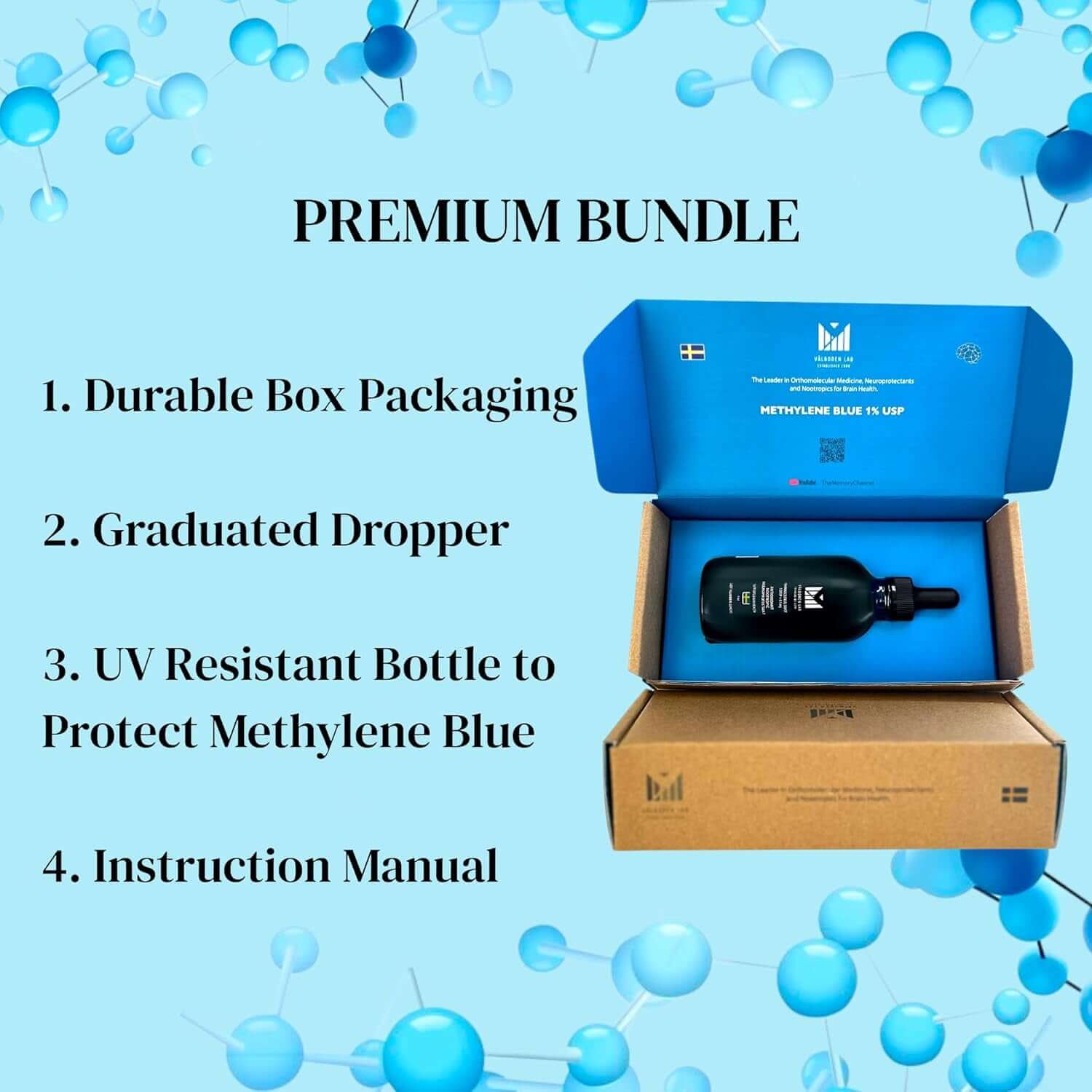 Methylene Blue Pharmaceutical Grade - Third Party Tested - Formaldehyde & Alcohol - Free - Methylene Blue 1% for Humans - USP Grade Brain Health Dietary Supplement - Made in USA (118ML Bottle) - Vitamen Store