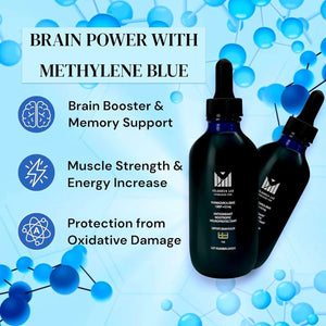 Methylene Blue Pharmaceutical Grade - Third Party Tested - Formaldehyde & Alcohol - Free - Methylene Blue 1% for Humans - USP Grade Brain Health Dietary Supplement - Made in USA (118ML Bottle) - Vitamen Store