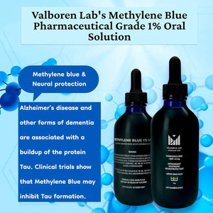 Methylene Blue Pharmaceutical Grade - Third Party Tested - Formaldehyde & Alcohol - Free - Methylene Blue 1% for Humans - USP Grade Brain Health Dietary Supplement - Made in USA (118ML Bottle) - Vitamen Store