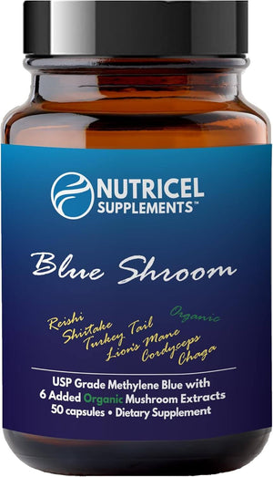 Methylene Blue (USP Grade) 1 Bottle 50 Capsules, with Mushroom Extracts: Lion'S Mane, Reishi, Cordyceps, Chaga, Shiitake, Turkey Tail - Vitamen Store