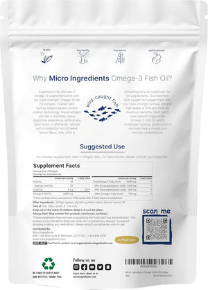 Micro Ingredients Triple Strength Omega 3 Fish Oil Supplements 4200Mg per Serving, 240 Softgels – Lemon Flavored – Burpless | EPA 1200Mg + DHA 900Mg | Deep Sea Fish. - Vitamen Store