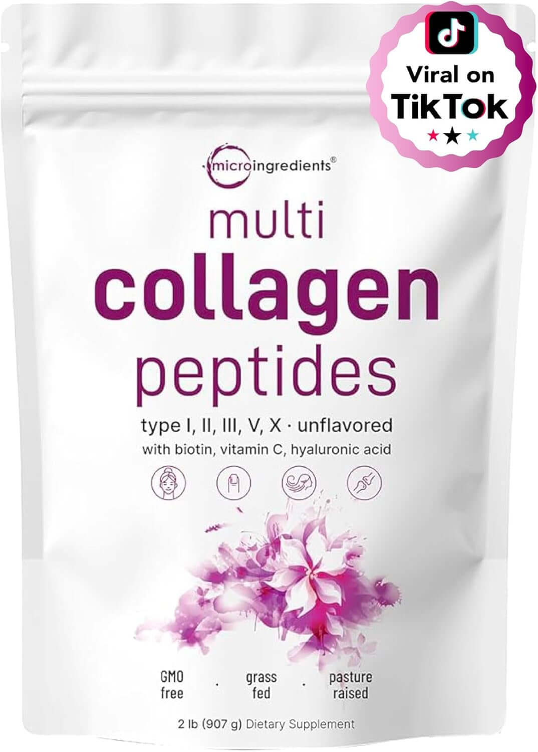 Multi Collagen Protein Powder, 2Lbs – Hydrolyzed Collagen Peptides | Type I,II,III,V,X with Biotin 10000Mcg, Hyaluronic Acid, Vitamin C – Unflavored – Keto & Paleo Friendly, Easy Dissolve, Non - Gmo - Vitamen Store