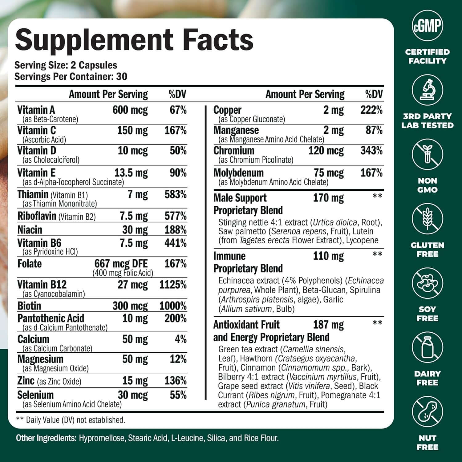 Multivitamin for Men - Daily Mens Multivitamins & Multiminerals with Vitamin D, Vitamin C, B12 Zinc & More. Essential Vitamins for Men for Energy, Focus, Stamina, Performance, Mens Health. 60 Capsules - Vitamen Store
