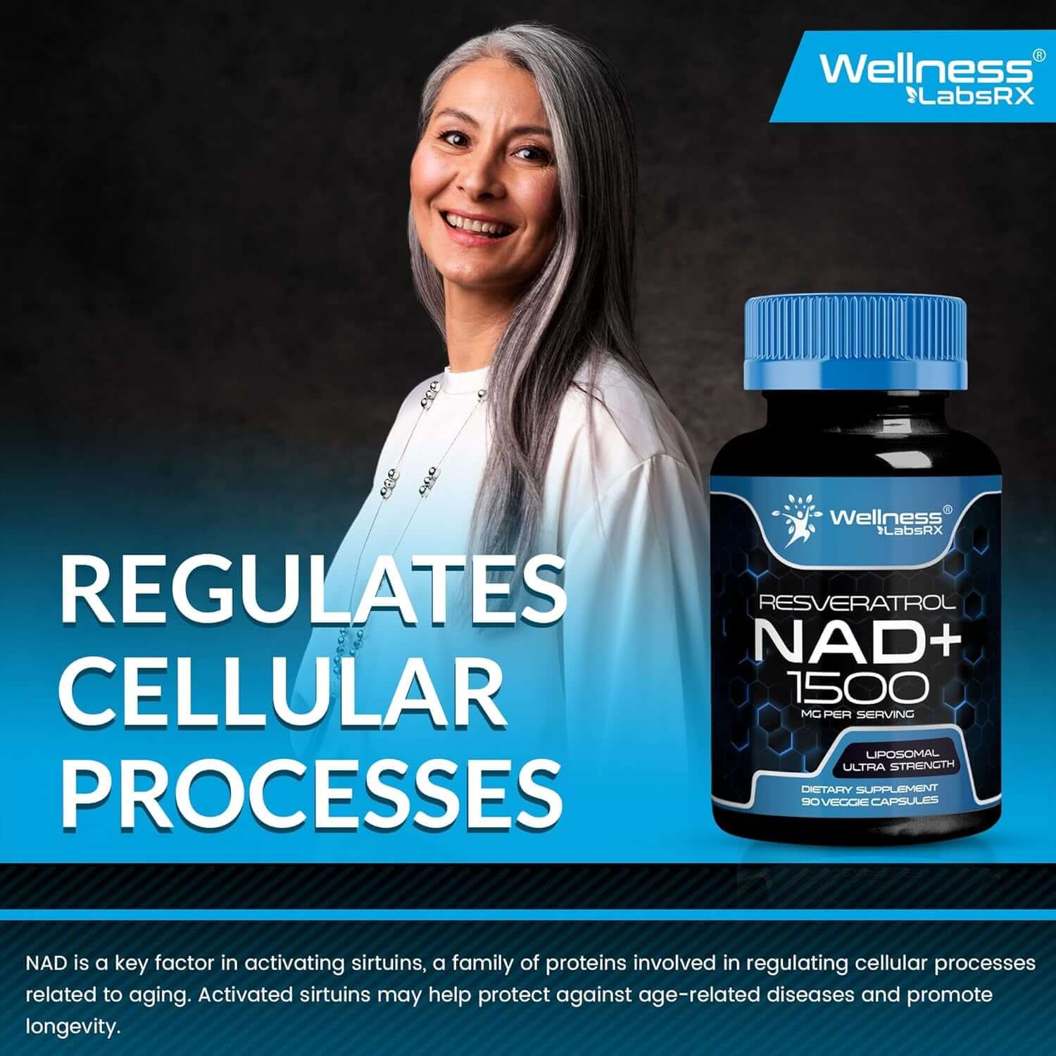 NAD Supplement, 1500Mg - Liposomal NAD+ Supplement with Resveratrol, NAD plus Boosting - Support Cellular Health, Stamina & Healthy Aging - Ultra Strength Capsules, USA Made - Vitamen Store