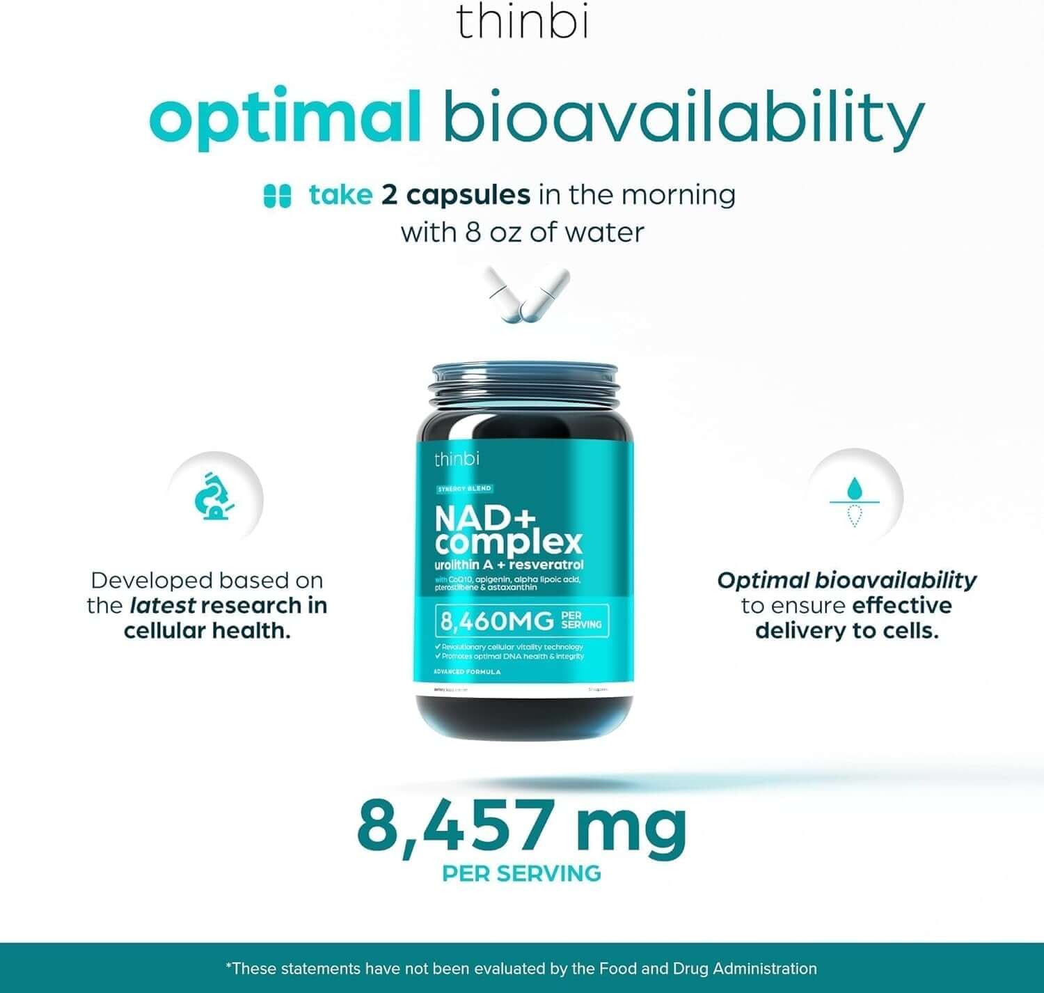 NAD Supplement 8457 Mg Extra Strength NMN Alternative Liposomal + Green Tea for Women & Men, Resveratrol, Coq10, Alpha Lipoic Acid – Energy Anti - Aging,Cell Regeneration –30 - Day - Vitamen Store