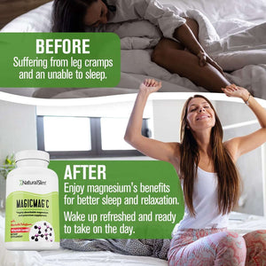 Naturalslim Potassium Magnesium Supplement 100 Capsules – Magicmag C Magnesium Citrate Supplements for Sleep Support, Heart Health, and Muscle Cramp Relief | Gluten - Free 3 Pack - Vitamen Store