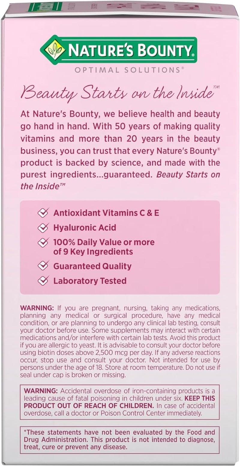 Nature's Bounty Advanced Hair, Skin & Nails – Argan - Infused Supplement with Biotin and Hyaluronic Acid – 150 Rapid Release Softgels (50 Servings) - Vitamen Store