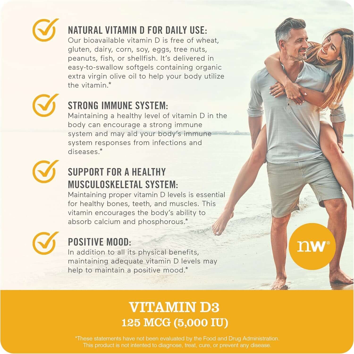 Naturewise Vitamin D3 5000Iu (125 Mcg) 1 Year Supply for Immune Support, Healthy Muscle Function, and Bone Health - Non - Gmo, Gluten Free in Organic Extra Virgin Olive Oil, (Mini Softgel), 360 Count - Vitamen Store