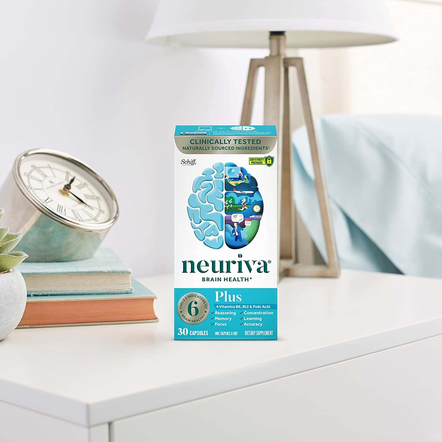 NEURIVA plus Brain Supplement for Memory and Focus Clinically Tested Nootropics for Concentration for Mental Clarity, Cognitive Enhancement Vitamins B6, B12, Phosphatidylserine 30 Capsules - Vitamen Store