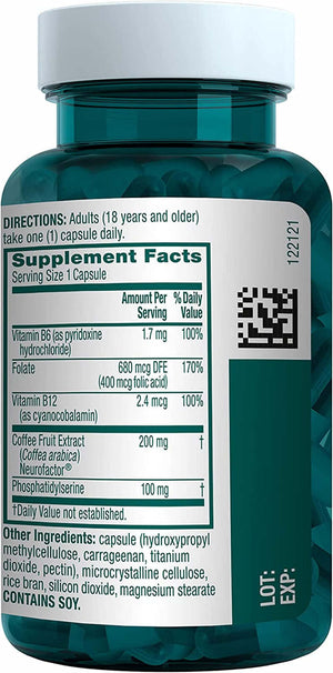 NEURIVA plus Brain Supplement for Memory and Focus Clinically Tested Nootropics for Concentration for Mental Clarity, Cognitive Enhancement Vitamins B6, B12, Phosphatidylserine 30 Capsules - Vitamen Store