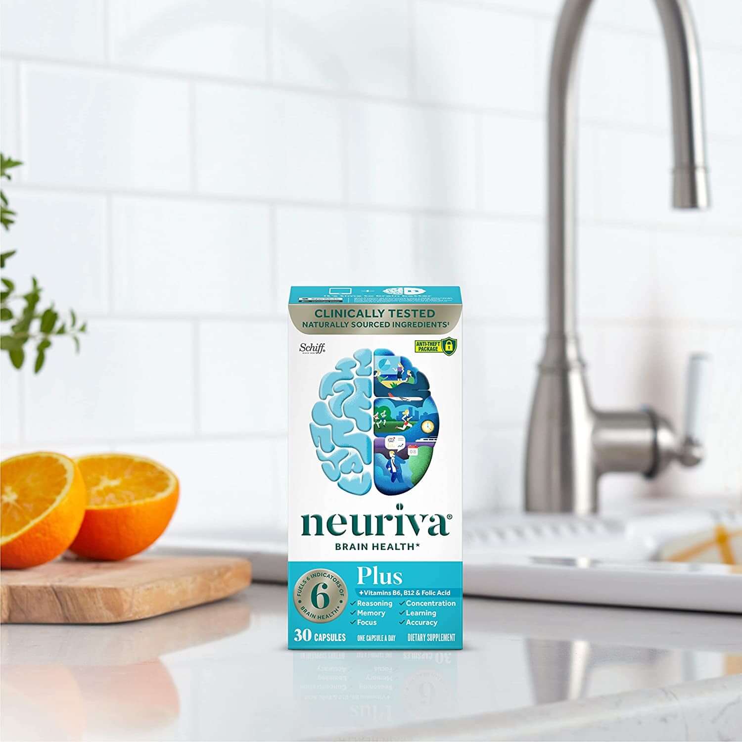 NEURIVA plus Brain Supplement for Memory and Focus Clinically Tested Nootropics for Concentration for Mental Clarity, Cognitive Enhancement Vitamins B6, B12, Phosphatidylserine 30 Capsules - Vitamen Store