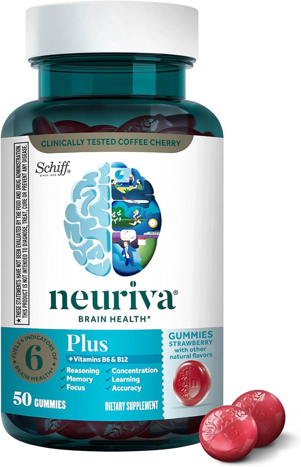 Neuriva Plus Strawberry Gummies – Phosphatidylserine & Neurofactor with Vitamins B6 & B12 – 50 Count - Vitamen Store