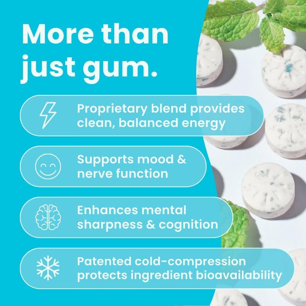 Neurogum Energy Caffeine Gum - Peppermint - 54 Pieces - Sugar Free - Vitamen Store