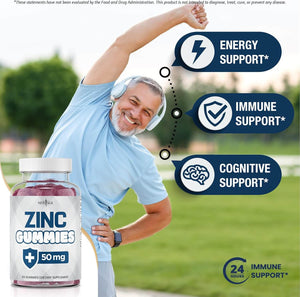 NEW AGE Zinc Gummies – 50mg Zinc Supplement – 2 Pack, 120 Gummies – Non - GMO - Vitamen Store