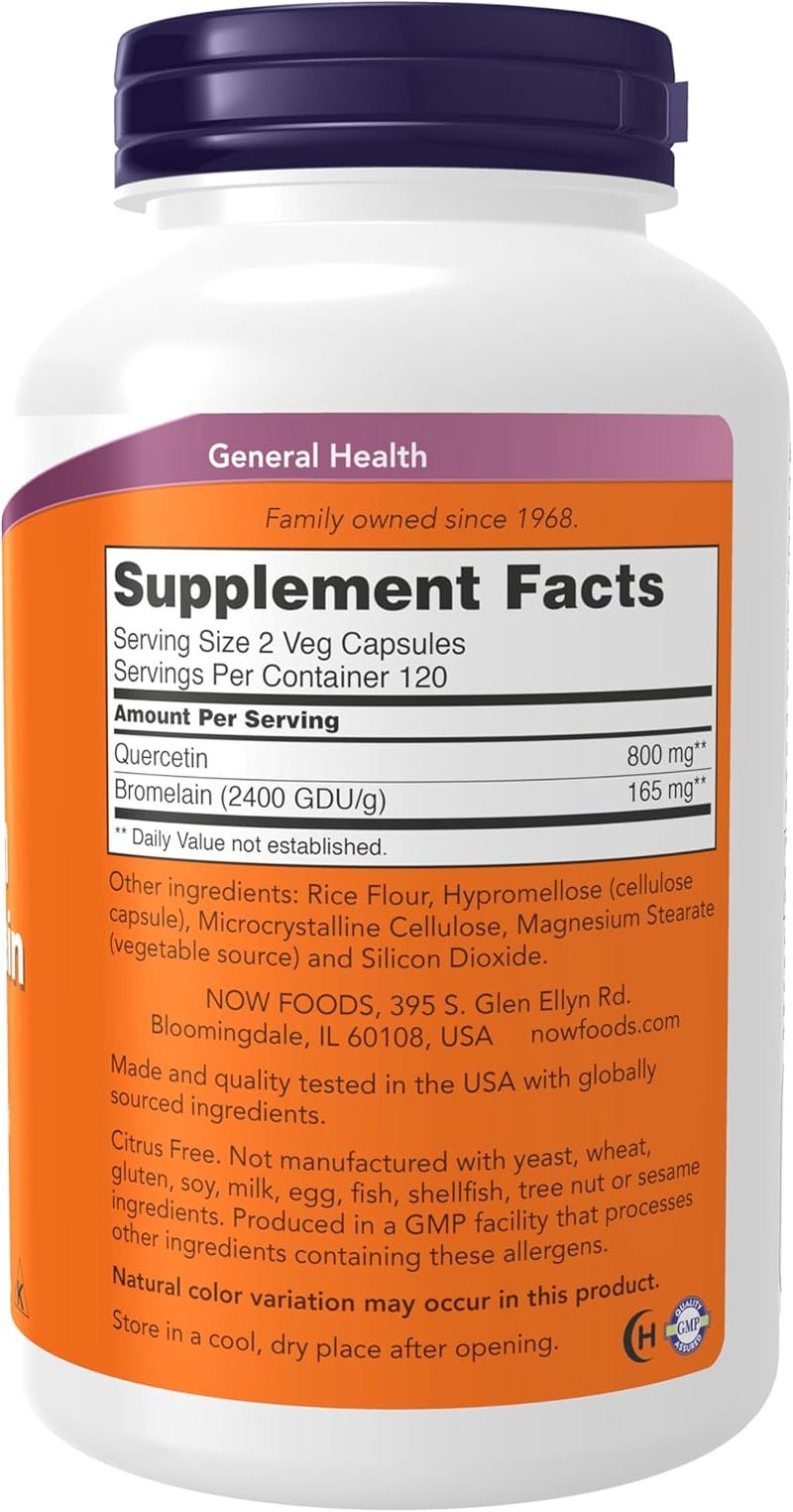 NOW Foods Quercetin with Bromelain - 240 Veg Capsules - Vitamen Store