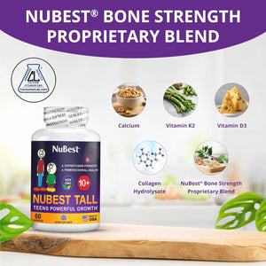 Nubest Tall 10+ - Height Growth Supplement for Children (10+) & Teens Who Drink Milk Daily, Height Growth Pills with Calcium, Vitamins & Minerals - Helps Height Increase - 12 Pack | 12 Month Supply - Vitamen Store