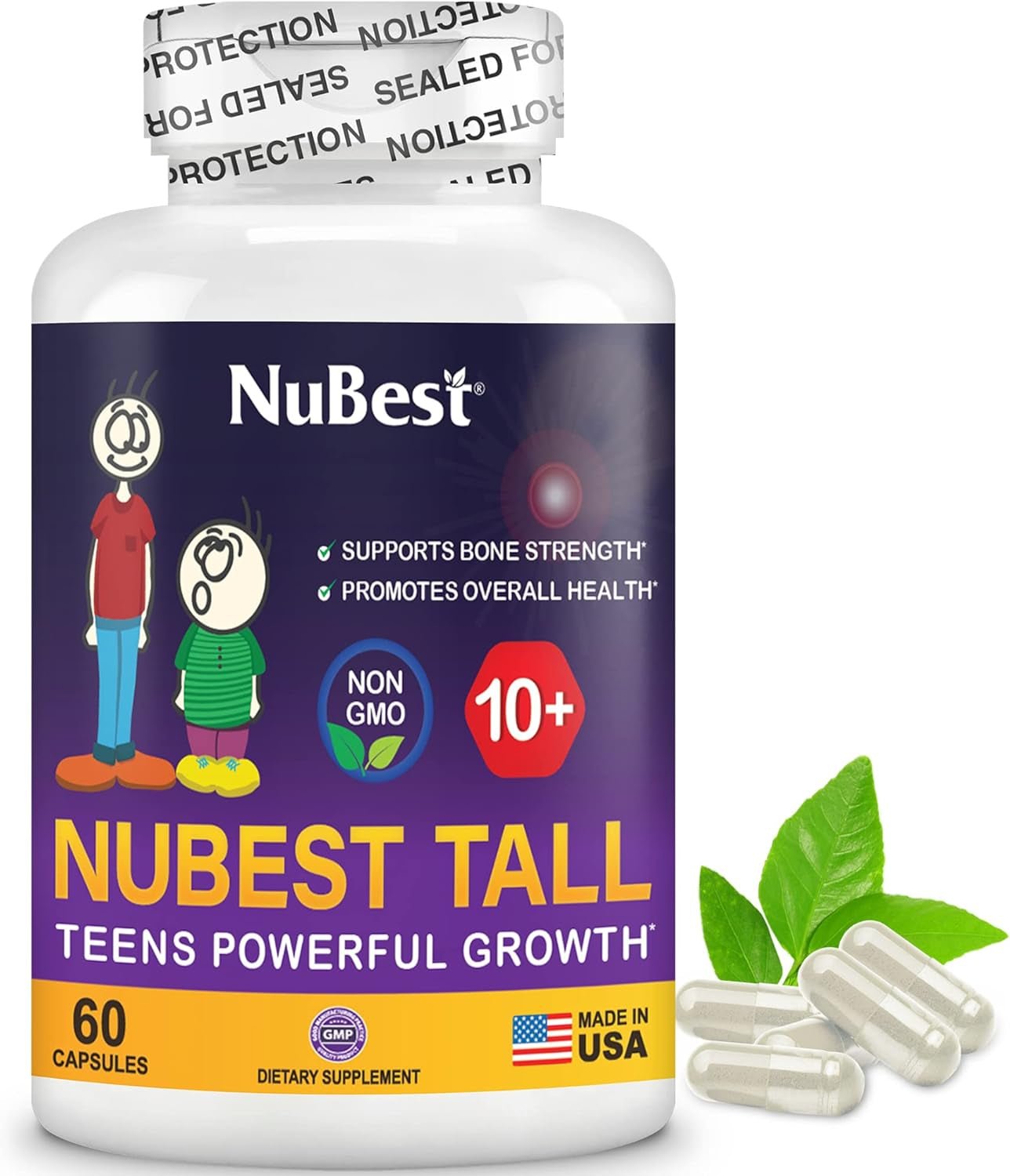 Nubest Tall 10+ - Height Growth Supplement for Children (10+) & Teens Who Drink Milk Daily, Height Growth Pills with Calcium, Vitamins & Minerals - Helps Height Increase - 12 Pack | 12 Month Supply - Vitamen Store