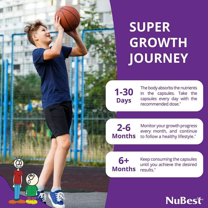 Nubest Tall 10+ - Height Growth Supplement for Children (10+) & Teens Who Drink Milk Daily, Height Growth Pills with Calcium, Vitamins & Minerals - Helps Height Increase - 12 Pack | 12 Month Supply - Vitamen Store