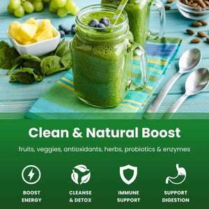 Nutrachamps Super Greens Powder Premium Superfood | 20+ Organic Green Veggie Whole Foods | Alfalfa, Spirulina, Chlorella & More | Antioxidant, Digestive Enzyme & Probiotic Blends | Watermelon - Vitamen Store