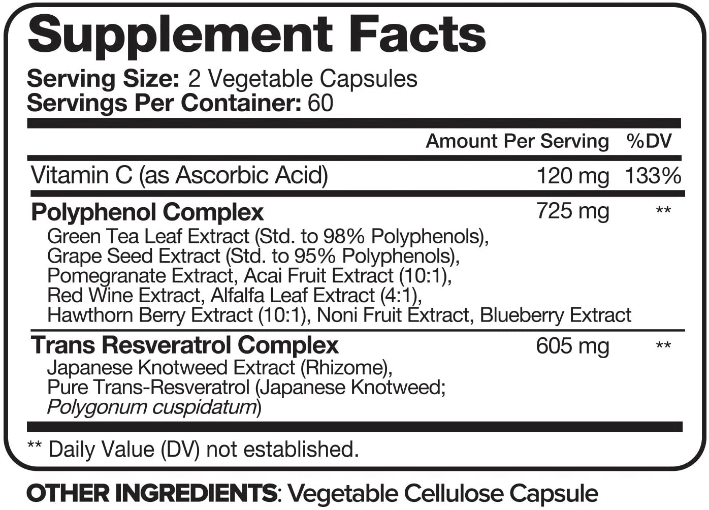 Nutrivein Resveratrol 1450mg – Antioxidant Supplement, 120 Capsules – With Trans - Resveratrol, Green Tea Leaf & Acai Berry - Vitamen Store