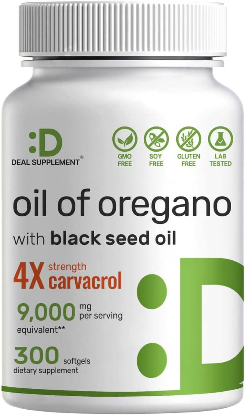 Oil of Oregano Softgels with Black Seed Oil 300 Count – 30:1 Extract, Active Carvacrol & Thymoquinone – Antioxidant Immune Health Support – Plant Based, Non - Gmo - Vitamen Store