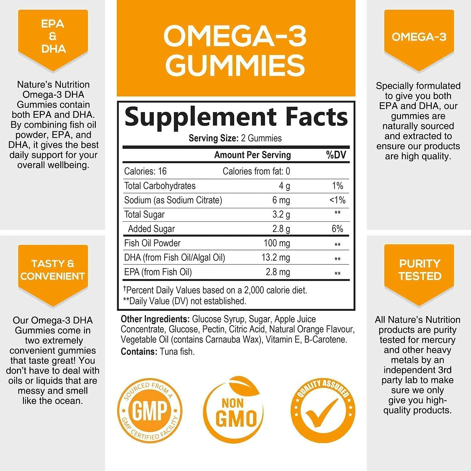 Omega 3 Fish Oil Gummies Tasty Natural Orange Flavor Extra Strength Dha & Epa - Natural Brain Support and Joints Support, Delicious Gummy Vitamin for Men & Women - 120 Gummies - Vitamen Store