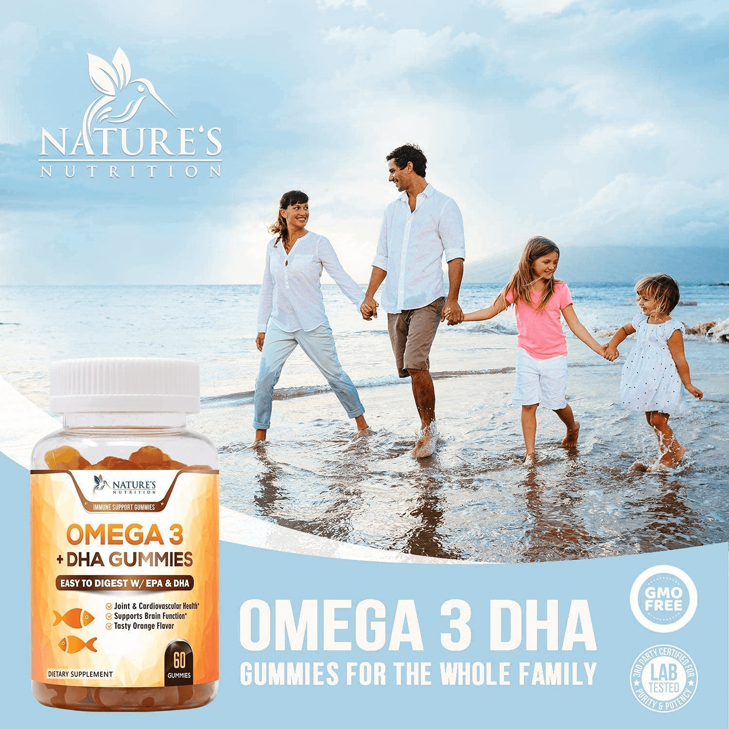 Omega 3 Fish Oil Gummies Tasty Natural Orange Flavor Extra Strength Dha & Epa - Natural Brain Support and Joints Support, Delicious Gummy Vitamin for Men & Women - 120 Gummies - Vitamen Store
