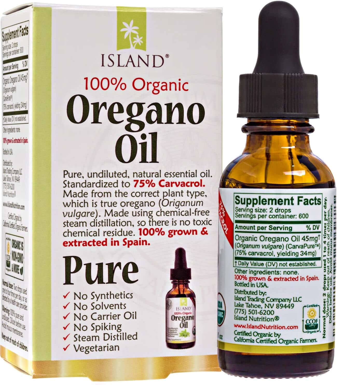 Oregano Oil Organic Liquid Drops - 100% Pure & Undiluted - Usda - Certified Organic (1 Oz) 75% Carvacrol - Grown in Spain - Immune Support Supplement with Oil of Oregano. - Vitamen Store