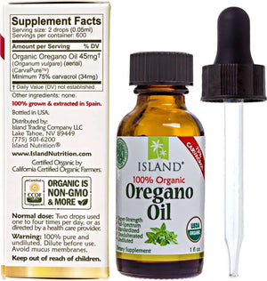 Oregano Oil Organic Liquid Drops - 100% Pure & Undiluted - Usda - Certified Organic (1 Oz) 75% Carvacrol - Grown in Spain - Immune Support Supplement with Oil of Oregano. - Vitamen Store