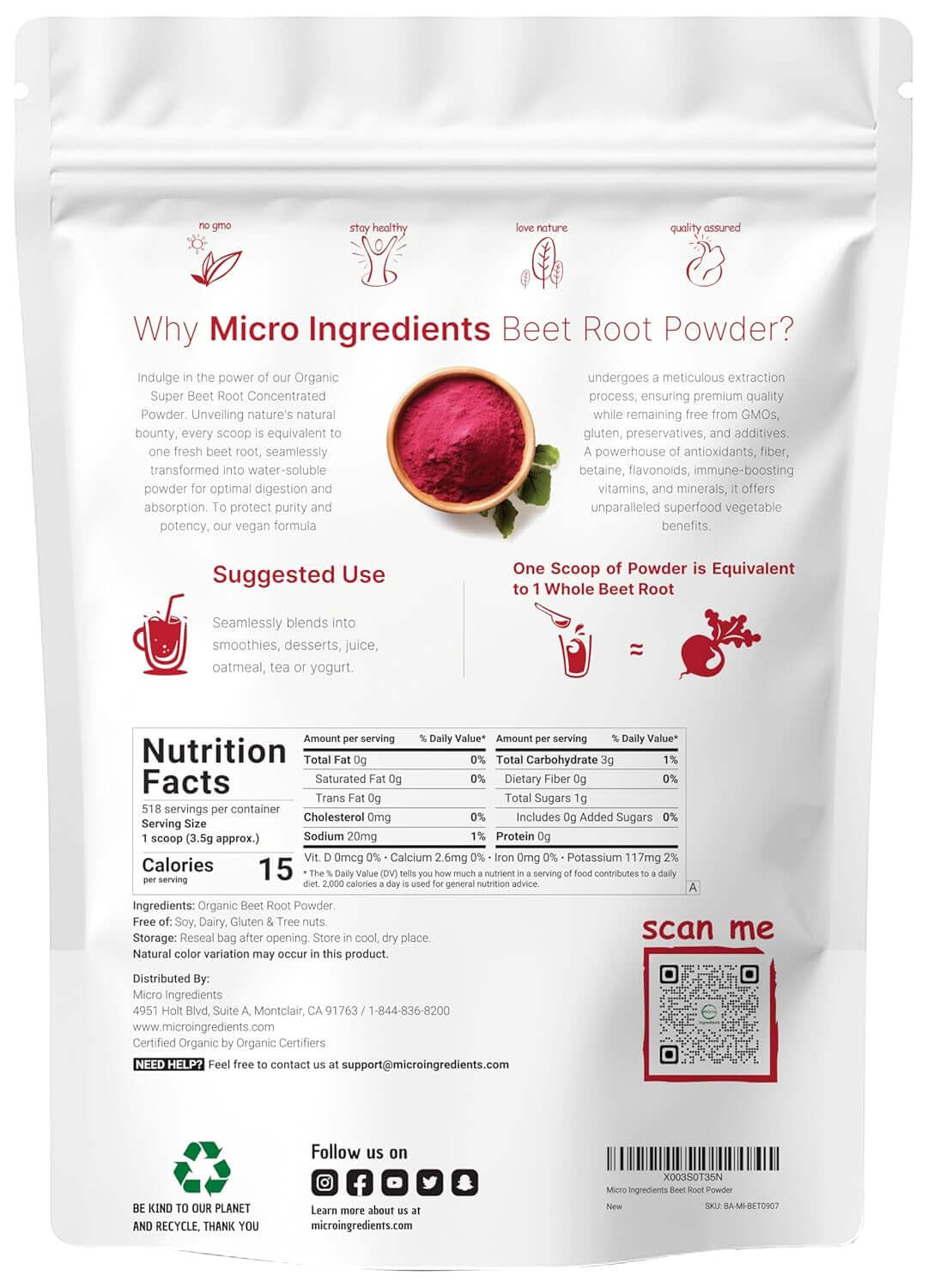 Organic Beet Root Powder, 4 Pounds | Cold Pressed, Water Soluble, High Concentrated Raw Beet Supplement | Superfood Drink Mix | Non - Gmo, Vegan Friendly, Plant Based - Vitamen Store