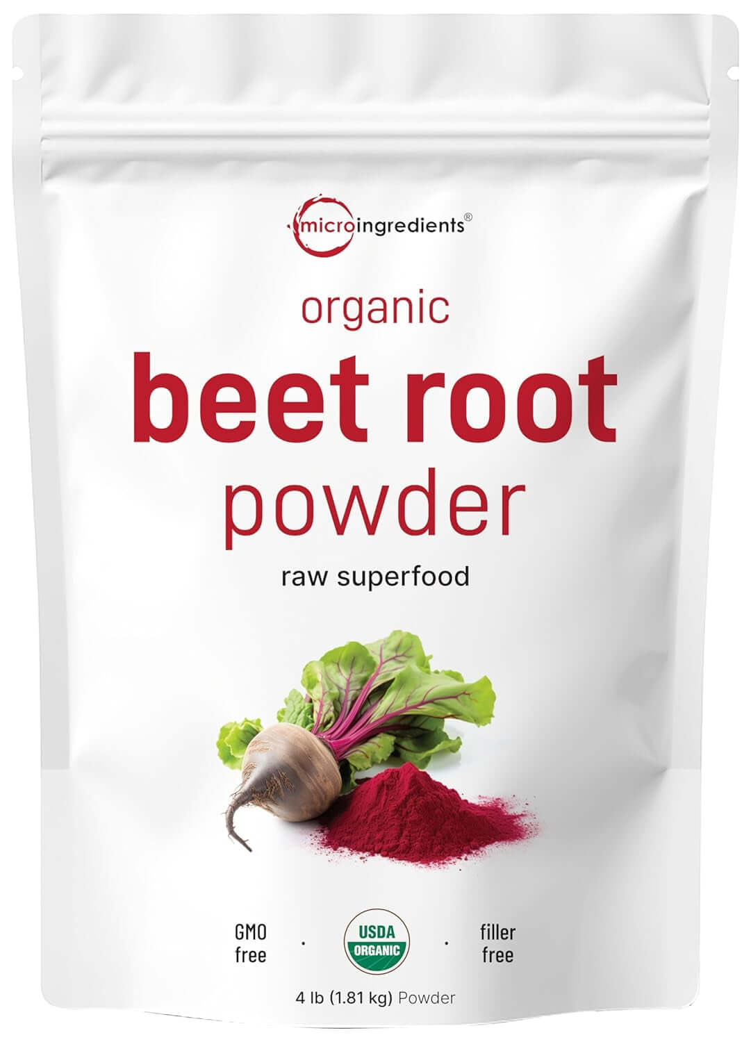 Organic Beet Root Powder, 4 Pounds | Cold Pressed, Water Soluble, High Concentrated Raw Beet Supplement | Superfood Drink Mix | Non - Gmo, Vegan Friendly, Plant Based - Vitamen Store