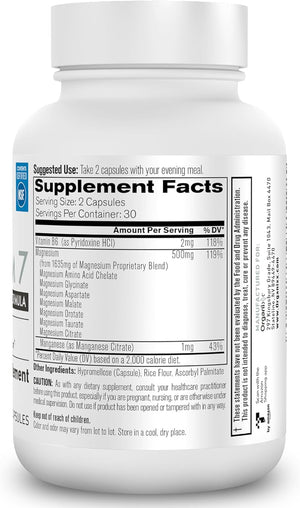 Organixx Magnesium Glycinate Supplement – 7 - Type Magnesium Complex with Vitamin B6 and Manganese Citrate – Gluten - Free, Vegan, Non - GMO – 60 Capsules - Vitamen Store